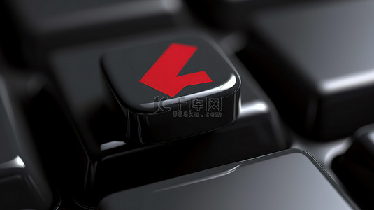 打键盘背景图片_手形光标单击带有复选标记图标的输入键的 3D 渲染