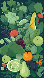 绿色菜叶背景图片_食物农产品绿色卡通背景