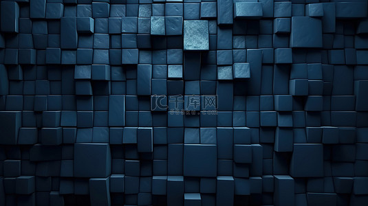 深蓝色调的 3D 墙可增强您的背景背景或壁纸