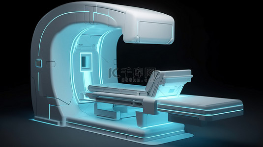 C 臂扫描机的空床 3D 渲染