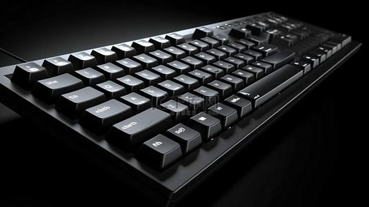 带有安全密钥的黑色键盘的 3D 渲染融合了业务和技术概念