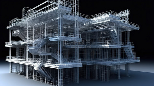 建筑大背景图片_3d 渲染中建筑结构的可视化