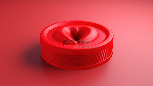 可爱圆形背景背景图片_圆形背景上 3D 红色爱情图标的插图