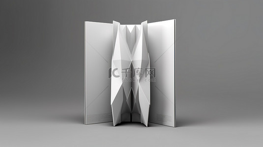 宣传工作背景图片_灰色背景上以 3D 形式呈现的封闭式三折小册子模型三重奏