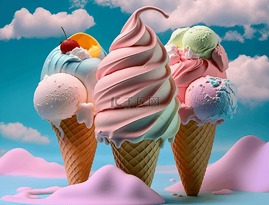 夏日甜品冰淇淋背景