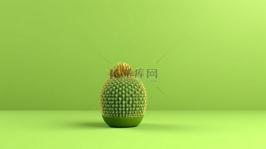 仙人掌设计背景图片_仙人掌绿色背景的 3d 渲染