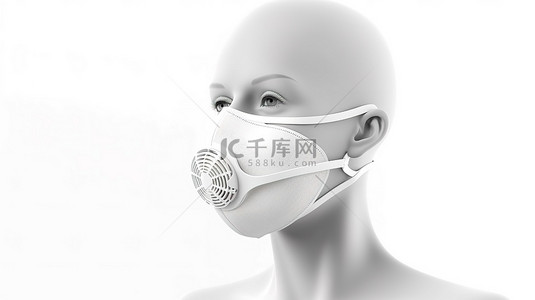 白色污染的背景图片_3D 渲染面罩模型，旨在对抗白色背景上隔离的污染