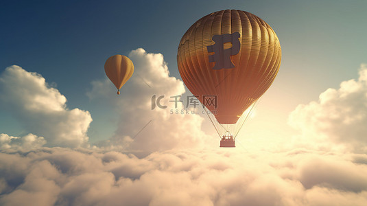 与法同行背景图片_数字艺术热气球在 3d 中飞行