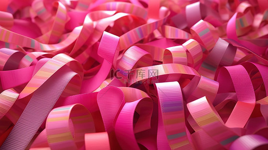 粉红色条纹丝带背景的插图 3D 渲染
