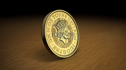 在 3D 渲染中描绘英镑货币的金币