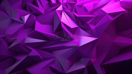 紫色三角形多边形作为背景 3d 渲染