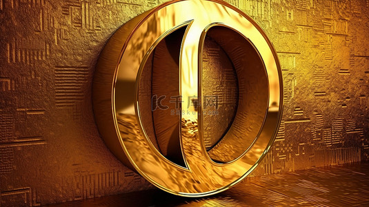 菲律宾货币的黄金符号在发光背景上的金色 3D 渲染