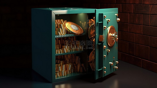 货币安全背景图片_使用 3D 货币数字设计解锁安全保险箱