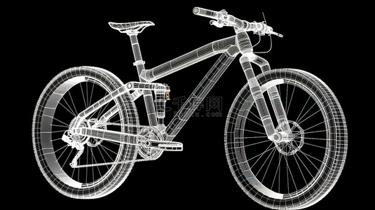 健身剪影剪影背景图片_山地自行车车架主体和线框的 3D 模型