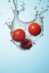 溅在水中的红番茄