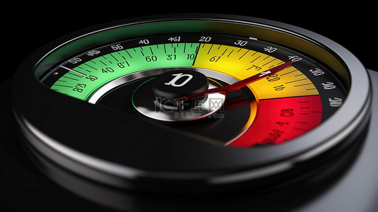 3d 圆形控制面板图标中显示的速度计信用评级量表低风险概念