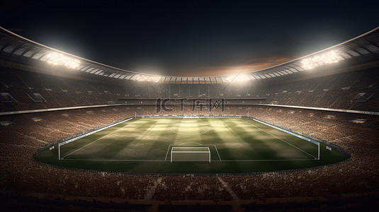 带灯的足球场的照明 3D 建模