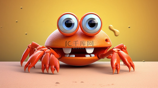 螃蟹螃蟹背景图片_搞笑的螃蟹 3D 描绘