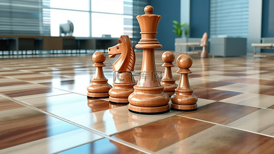 国际象棋王棋子背景图片_游戏板上国际象棋王的 3D 渲染
