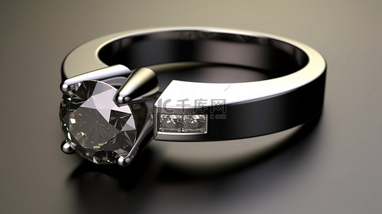 令人惊叹的黑玛瑙单石戒指的钛 3D 渲染