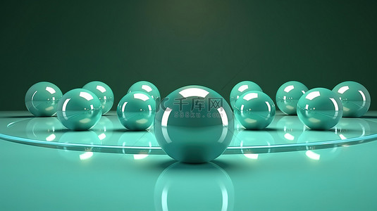 用于产品设计展示的极简空间中漂浮球体的 Aqua 3D 渲染