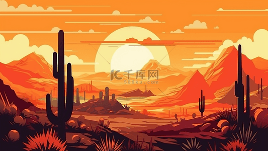 沙漠夕阳天空背景