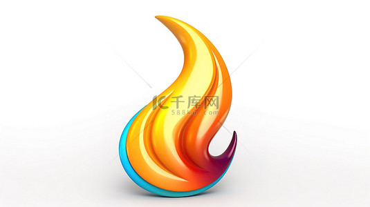 背景徽标背景图片_具有象征性火焰的孤立白色背景的 3d 插图