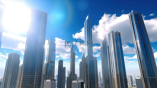 3d 渲染的大都市高楼
