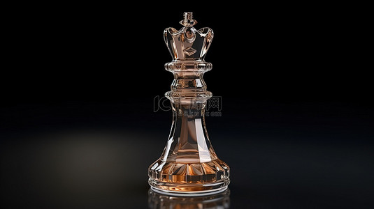 游戏工作室背景图片_国际象棋游戏 3D 渲染中的孤立水晶王棋子