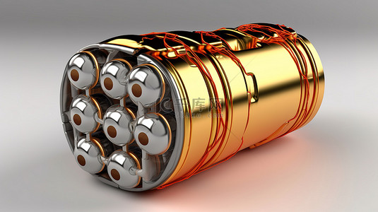 可夹式锂离子电池结构的 3D 插图