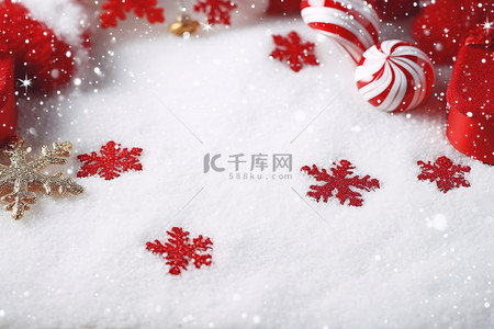 甘蔗场景背景图片_雪和装饰品的圣诞场景背景