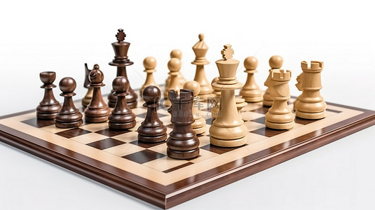 下棋背景背景图片_白色背景上棋子的 3d 渲染