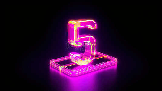 5g互联网图标背景图片_5g SIM 卡的 3d 渲染霓虹灯图标