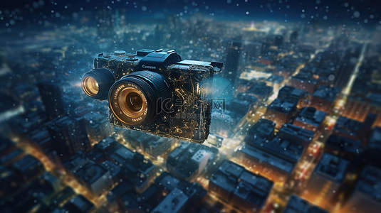 服务器在线背景图片_夜间城市通信 3D 相机飞行概念化