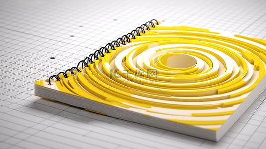 螺旋式 3d 黄色笔记本