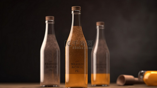 保健品瓶子样机背景图片_使用渲染图形模拟 3d 瓶子的模板