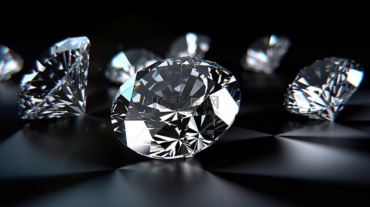 钻石几何切割背景背景图片_优雅的钻石切割与 3D 渲染的时尚黑色背景相映衬