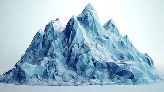 冰冷雪山背景图片_3d 渲染中的低聚冰山
