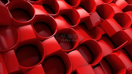 红色 3D 渲染抽象壁纸
