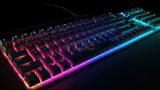 具有充满活力的 3d 渲染色彩的背光电脑键盘