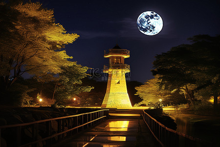 星背景图片_公园里的黄色木塔