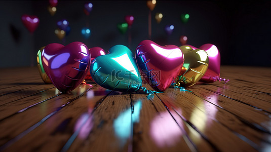 落地式 3D 铝箔气球心形和讲台，颜色鲜艳