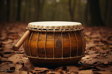 印度村庄的鼓是木鼓