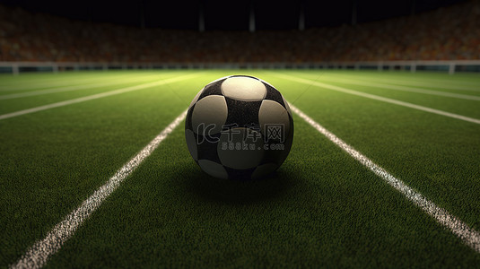 配草背景图片_在 3d 渲染中在场上有线条的足球
