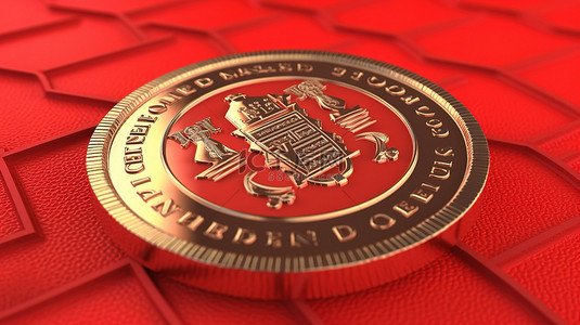 特立尼达和多巴哥 ttd 货币的 3d 插图，醒目的红色