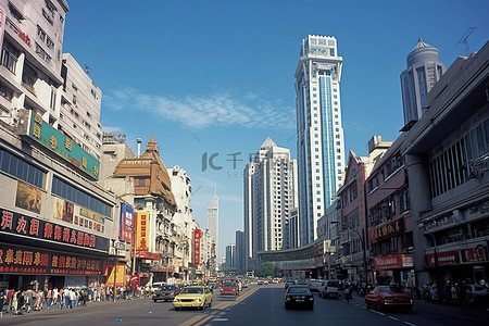 中国上海背景图片_上海苏寒山城市商业区