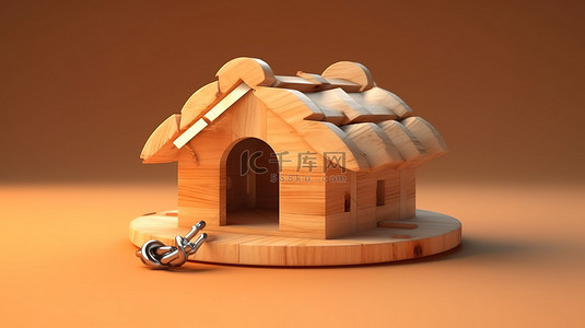 熊陷阱林地住宅建筑或房地产设计的 3D 渲染概念