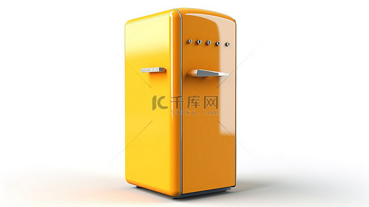 红色冰箱背景图片_白色背景上孤立的复古冰箱的 3D 渲染