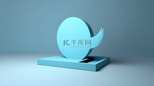 简约商业模板背景图片_时尚简约的 3D twitter 站标志设计模板