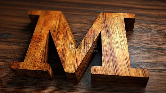 海报创意字体设计背景图片_3d 字体渲染中的倾斜木字母 m